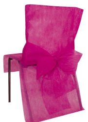 housse de chaise avec noeud fuchsia 