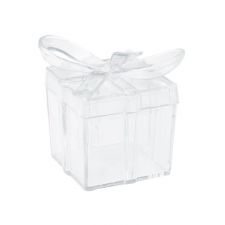 boites a dragees forme boite cadeau transparente 4 cm les 4 