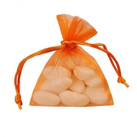 sac organza orange 10 pcs anniversaire communion mariage fete feudartifice cotillons 