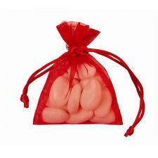 sac organza rouge 10 pcs anniversaire communion mariage fete feudartifice cotillons