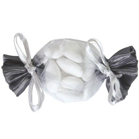 70199 4 gris tissu organdi boite bonbon dragee serviette disco theme fete ceremonie table decoration sachet 