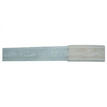 ruban vive les marie 10mx8cm ecru anniversaire communion mariage fete feudartifice cotillons 