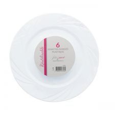 assiettes ronde blanc les 6 pieces anniversaire communion mariage fete feudartifice cotillons