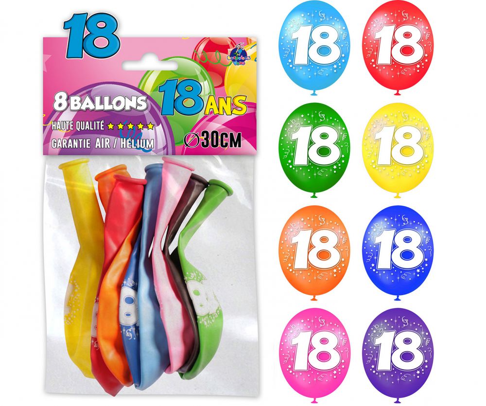 Ballon Anniversaire 18 Ans Multicolore Top Fete