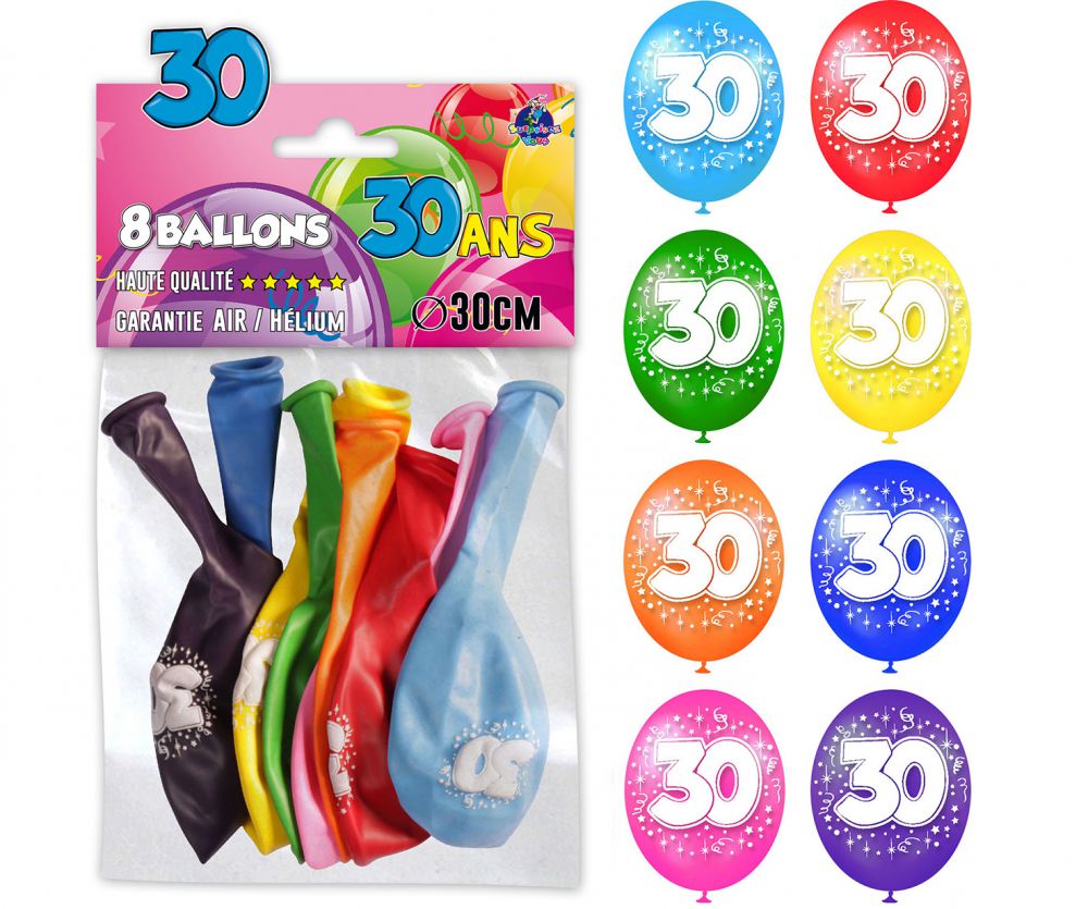 Ballon Anniversaire Multicolore 30 ans