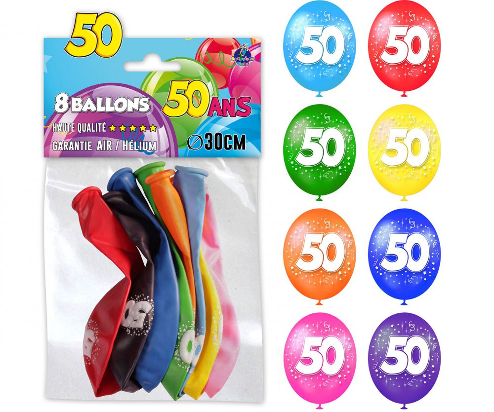 Ballon Anniversaire Multicolore 50 ans