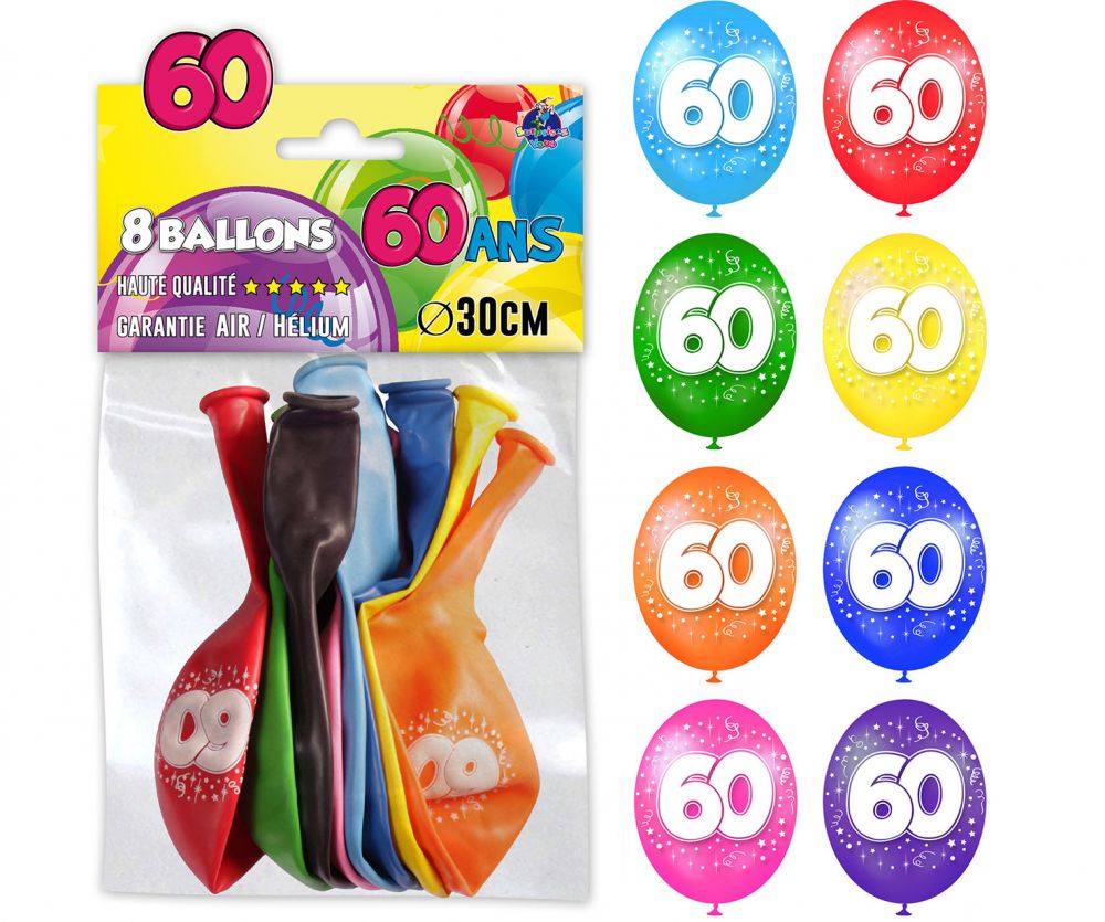 Ballon Anniversaire Multicolore 60 ans