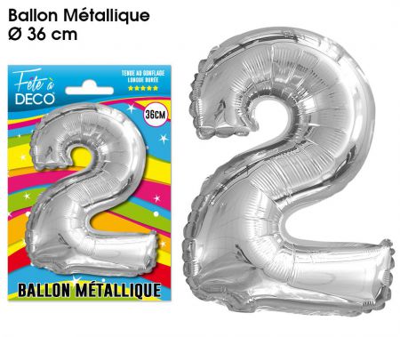 BALLON MÉTALLIQUE CHIFFRE 2