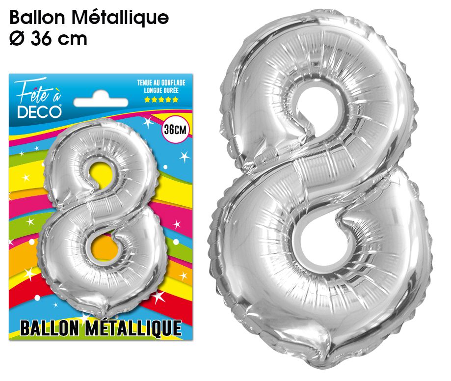 Ballon chiffre 1 - Argent - 36cm