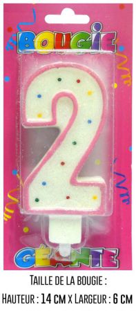 bbcgr02 bougie geante rose chiffre 2 deco anniversaire age top fete 