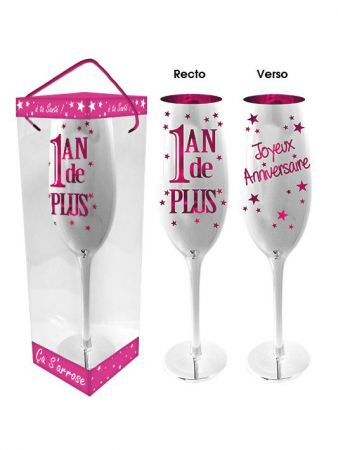 Flute Champagne Anniversaire Rose Top Fete