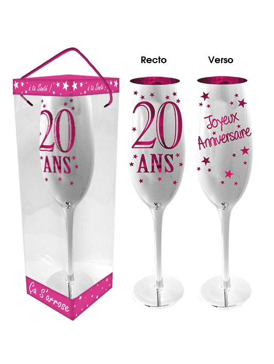 Flûte champagne 20 ans rose