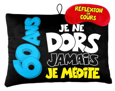 coum06 coussin+masque humoristique cadeau anniversaire age 60 ans chiffre 