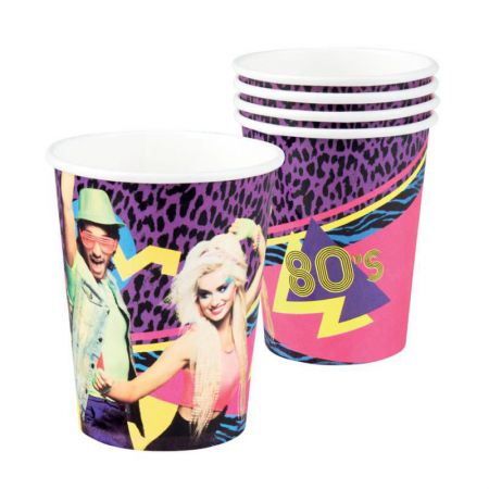 b44607 gobelet vaisselle jetable annee 80 decoration soiree anniversaire pas cher top fete boland 