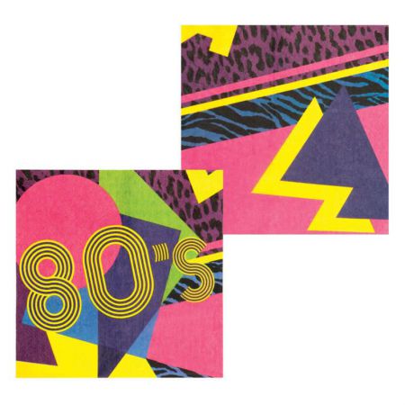 b44608 serviette vaisselle jetable annee 80 decoration soiree anniversaire pas cher top fete boland 