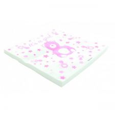 1124ro 10 serviette baby shower fille rose jetable papier
