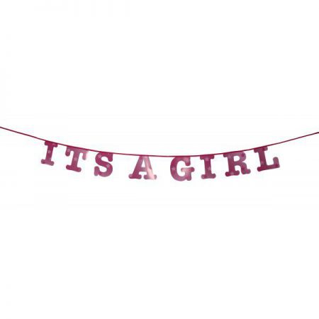 1125ro guirlande baby shower deco fille rose 