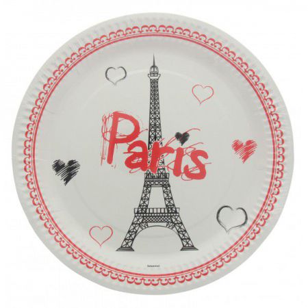 1117ass assiette tour eiffel decoration table vaisselle jetable carton 