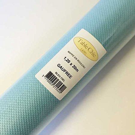 nappe papier gaufre bleu ciel 20m 