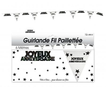guirlande hologramme anniversaire noir 
