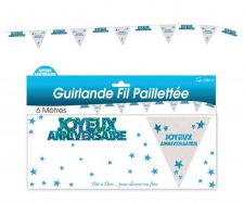 guirlande hologramme anniversaire bleu 