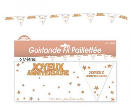 guirlande joyeux anniversaire cuivre 