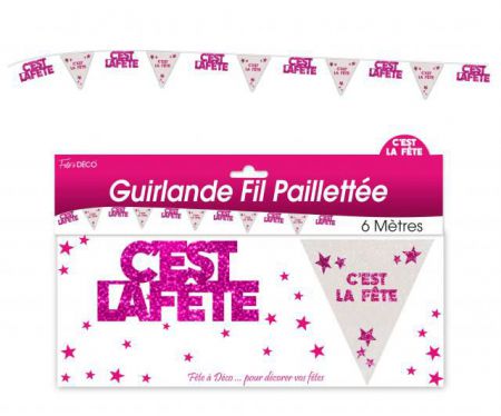 guirlande fanion c est la fete rose 