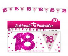 guirlande hologramme 18 ans rose 