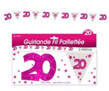 guirlande hologramme 20 ans rose 