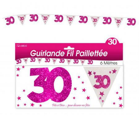 guirlande hologramme 30 ans rose 