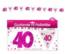 guirlande hologramme 40 ans rose 