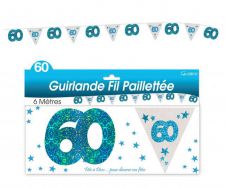 guirlande hologramme 60 ans bleu 