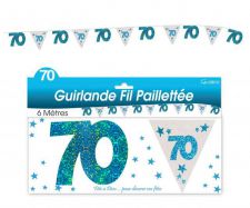 guirlande hologramme 70 ans bleu 