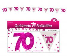 guirlande hologramme 70 ans rose 