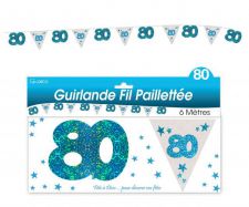 guirlande hologramme 80 ans bleu 