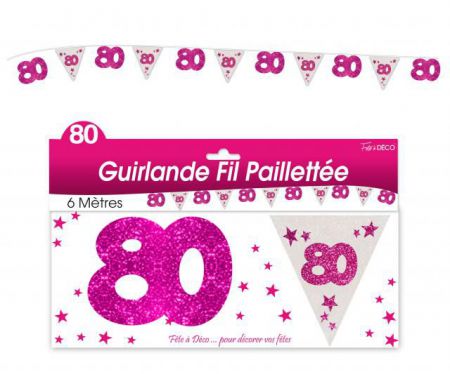 guirlande hologramme 80 ans rose 