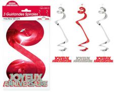 guirlande spirale joyeux anniversaire rouge 