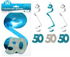 guirlande spirale 50 ans bleu 