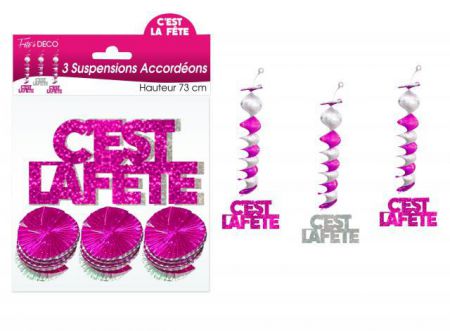 suspension accordeon c est la fete rose 73 cm 