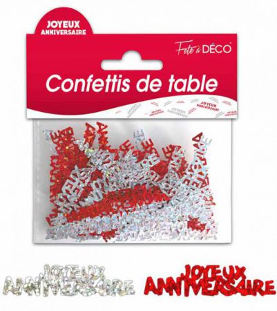 confettis anniversaire rouge argent 