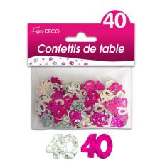 confetti de table 40 ans hologramme rose et argent 